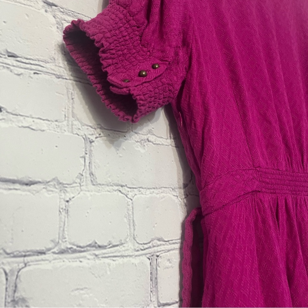 Maeve Anthropologie Breanna Wrap Silhouette Midi Dress Pink Size 8 Barbie - Picture 5 of 13